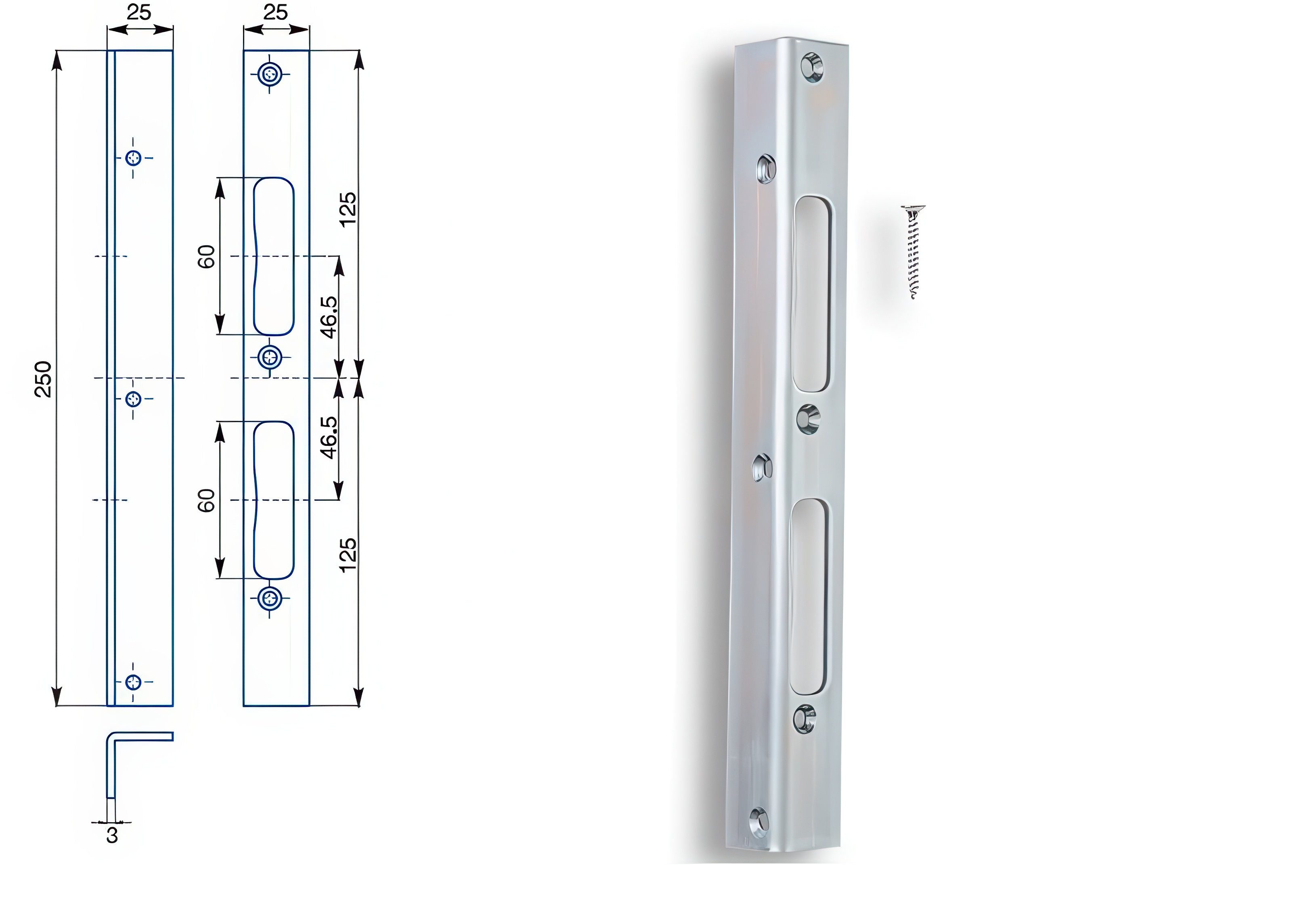 Zámečnický produkt Zapadací plech bezpečnostní, univerzální, úhlový K195 - HOBES