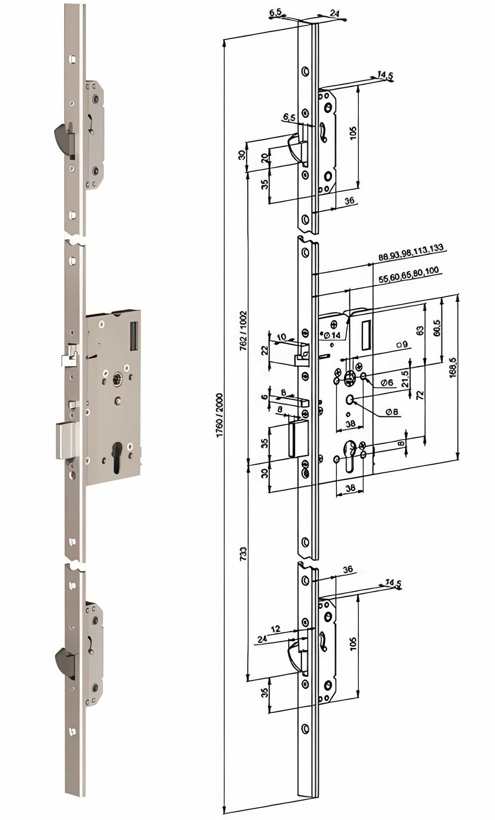 Zámečnický produkt Samozamykací zámek elektromechanický EL566/100/24/1760 El. Multi - ASSA ABLOY